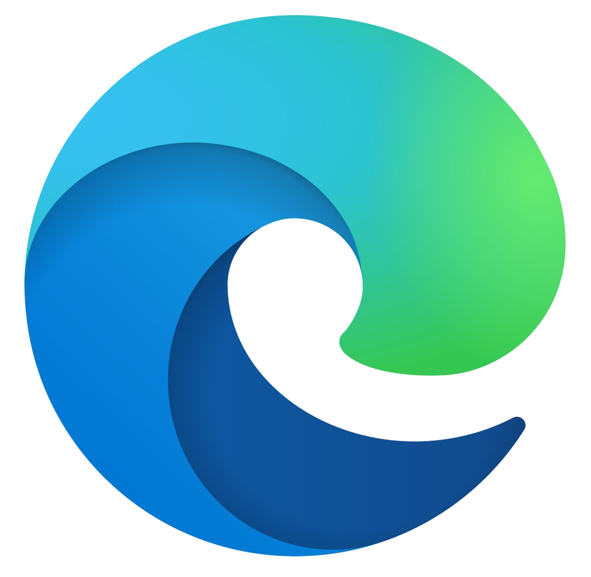 Microsoft Edge Logo – stilisierte Wellenform in Blau und Grün auf transparentem Hintergrund